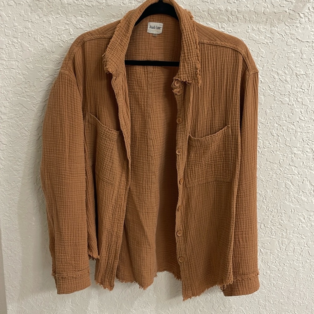 Waffle knit shacket
